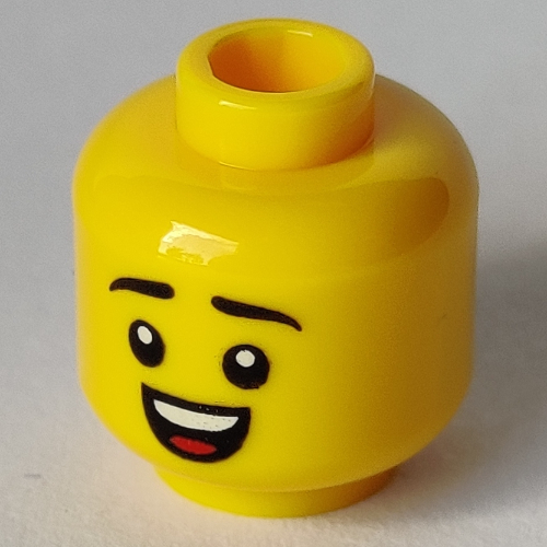 Tête de minifigurine, bouche ouverte heureuse / en colère avec les dents serrées motif imprimé (Minifig Head, Happy Open Mouth / Angry with Clinched Teeth Print)
