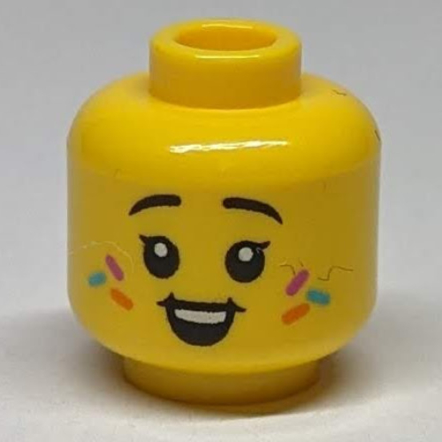 Tête de minifigurine, saupoudrer sur les joues, heureux, motif : sourire bouche ouverte / sourire bouche fermée (Minifig Head, Sprinkles on Cheeks, Happy, Open Mouth Smile / Closed Mouth Smile Print)