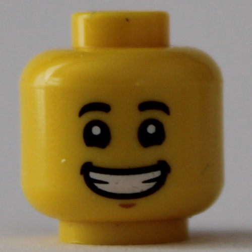 Tête de minifigurine lil' nelson, masque violet foncé / grand sourire motif imprimé (Minifig Head Lil' Nelson, Dark Purple Mask / Big Smile Print)