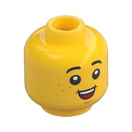 Tête de minifigurine Enfant, rousseurs, grande bouche ouverte sourire motif imprimé (Minifig Head Child, Freckles, Big Open Mouth Smile Print)