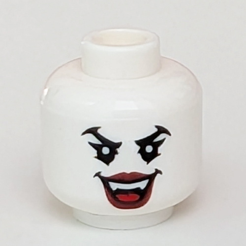 Tête de minifigurine, Yeux en colère, bouche ouverte, Crocs de vampire, motif : lèvres rouges [tenon creux] (Minifig Head, Angry Eyes, Open Mouth, Vampire Fangs, Red Lips Print [Hollow Stud])