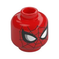 Tête de minifigurine Spider-Man, sangle noire, yeux blancs avec motif imprimé lignes argentées (Minifig Head Spider-Man, Black Webbing, White Eyes with Silver Lines Print)