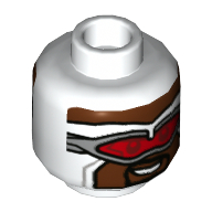 Figurine Captain America (faucon), lunettes argentées avec visière rouge, motif : barbe (Minifig Head Captain America (Falcon), Silver Goggles with Red Visor, Beard Print)