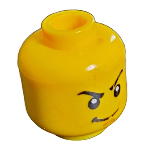 Tête de minifigurine Lloyd, sourcils, motif imprimé sourire sévère (Minifig Head Lloyd, Eyebrows, Stern Smile Print)