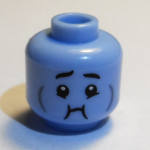Tête de minifigurine, sourire / queasy, motif : traits sur les joues (Minifig Head, Smile / Queasy, Cheek Lines Print)