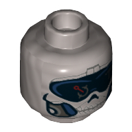 Tête de minifigurine tâche maître, masque plat argent avec visière noire motif imprimé (Minifig Head Task Master, Flat Silver Mask with Black Visor Print)