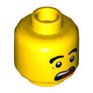 Tête de minifigurine Monkie Kid, en colère / effrayé avec la bouche ouverte et la sueur goutte motif imprimé (Minifig Head Monkie Kid, Angry / Scared with Open Mouth and Sweat Drop Print)
