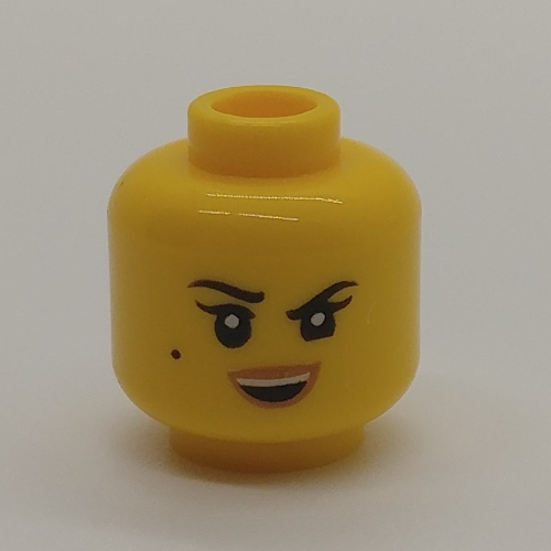 Tête de minifigurine Nya, sourcils, grain de beauté, sourire / hud avec motif imprimé azur moyen (Minifig Head Nya, Eyebrows, Beauty Mark, Smile / HUD with Medium Azure Highlights Print)