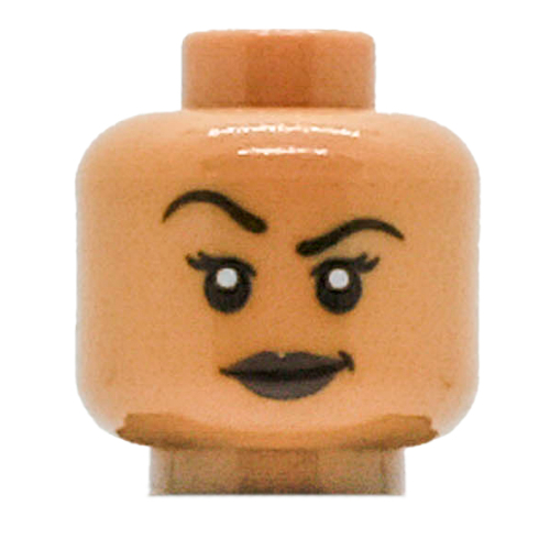 Tête de minifigurine vixen, sourcils, cils, sourcil droit levé / motif imprimé sourire (Minifig Head Vixen, Eyebrows, Eyelashes, Raised Right Eyebrow / Smirk Print)