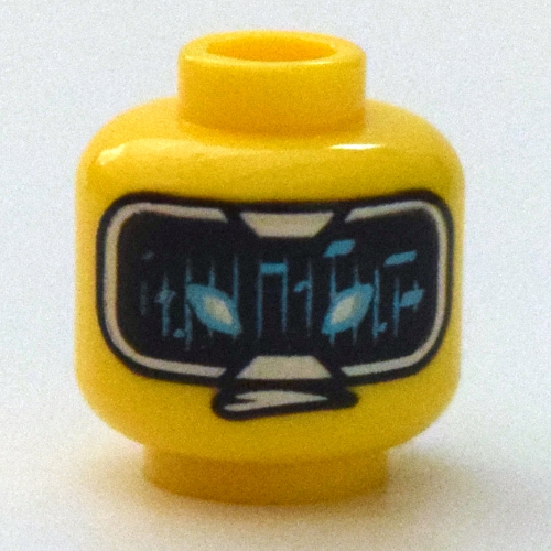 Tête de minifigurine Cole, sourcils, bouche ouverte / hud avec motifs imprimés moyennement azur (Minifig Head Cole, Eyebrows, Open Mouth / HUD with Medium Azure Highlights Print)