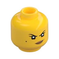 Tête de minifigurine Nya, sourcils, grain de beauté, lèvres beige foncées, sourire tordu / bouche ouverte sourire imprimé (Minifig Head Nya, Eyebrows, Beauty Mark, Dark Tan Lips, Crooked Smile / Open Mouth Smile Print)