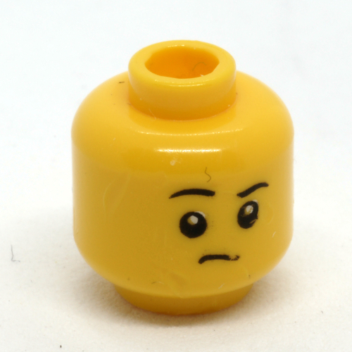 Tête de minifigurine Enfant, Sourcil droit surélevé / Yeux fermés Sourcils surélevés motif imprimé (Minifig Head Child, Raised Right Eyebrow / Eyes Closed Raised Eyebrows Print)