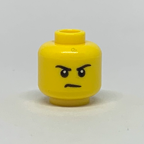 Tête de minifigurine, sourcils, sourire / froncé motif imprimé (Minifig Head, Eyebrows, Grin / Frown Print)