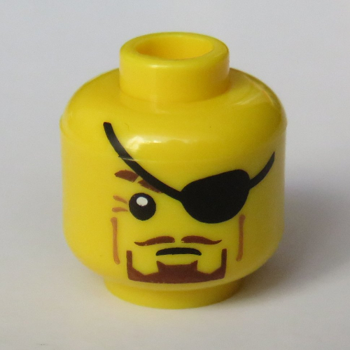 Tête de minifigurine Jay (Future), Barbe brune, Motif imprimé cache-œil [tenon creux] (Minifig Head Jay (Future), Brown Beard, Eyepatch Print [Hollow Stud])