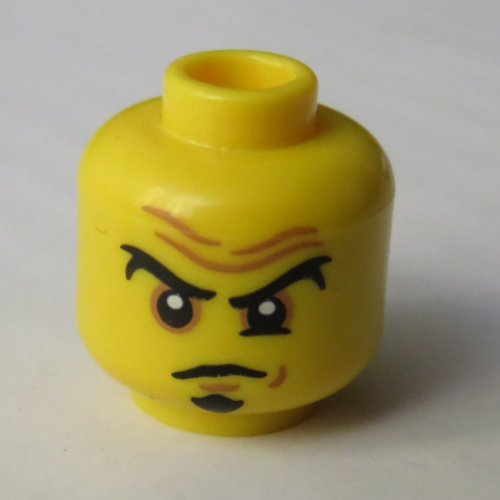 Tête de minifigurine neuro, sourcils, bouc, rides, expression grave motif imprimé (Minifig Head Neuro, Eyebrows, Goatee, Wrinkles, Serious Expression Print)