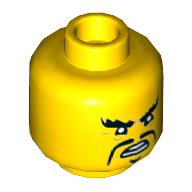 Tête de minifigurine de requin armée / croustillant / Mike, sourcils en colère, longue moustache fu manchu motif imprimé (Minifig Head Shark Army / Crusty / Mike, Angry Eyebrows, Long Moustache Fu Manchu Print)