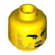Tête de minifigurine de requin armée, sourcils, bouc, barbe légère, motif imprimé cicatrice (Minifig Head Shark Army, Eyebrows, Goatee, Light Beard, Scar Print)