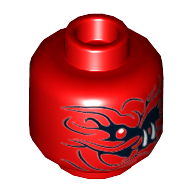 Rivet tête minifigurine / slackjaw / tannin, serpent aux lignes ondulées noires, crocs blancs 2 yeux rouges / 1 motif imprimé œil rouge (Minifig Head Rivett / Slackjaw / Tannin, Snake with Black Wavy Lines, White Fangs 2 Red Eyes / 1 Red Eye Print)