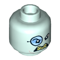 Tête de minifigurine Pingouin, Monocle, yeux extérieurs gris et lignes de mâchoire, bouche ouverte avec Sharp jaune clair Dents motif imprimé [tenon creux] (Minifig Head Penguin, Monocle, Gray Outer Eyes and Jaw Lines, Open Mouth with Sharp Light Yellow Teeth Print [Hollow Stud])