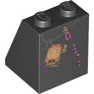 Brique inclinée 65° 2 x 2 x 2 avec livre de sorts grenouille, potion, et motif imprimé déchirure réparée (sorcière) (Brick Sloped 65° 2 x 2 x 2 with Frog Spells Book, Potion, and Mended Tear Print (Witch))