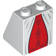Brique inclinée 65° 2 x 2 x 2 avec motif imprimé jupe rouge (Brick Sloped 65° 2 x 2 x 2 with Red Inset Skirt Print)