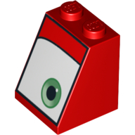 Brique inclinée 65° 2 x 2 x 2 avec Yeux, Vert, Motif imprimé à droite (Mack) (Brick Sloped 65° 2 x 2 x 2 with Eye, Green, Right Print (Mack))