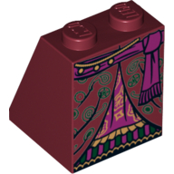 Brique inclinée 65° 2 x 2 x 2 avec robe en couches avec jupe violette et motif imprimé ceinture (Brick Sloped 65° 2 x 2 x 2 with Layered Dress with Purple Skirt and Sash Print)