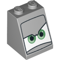 Brique inclinée 65° 2 x 2 x 2 avec Yeux, Vert sur fond blanc motif imprimé (Brick Sloped 65° 2 x 2 x 2 with Eyes, Green on White Background Print)