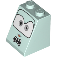 Brique inclinée 65° 2 x 2 x 2 avec yeux, gris clair et bouche en colère avec motif imprimé de dents (Brick Sloped 65° 2 x 2 x 2 with Eyes, Light Gray and Angry Mouth with Teeth Print)