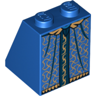 Brique inclinée 65° 2 x 2 x 2 avec motif imprimé robe or et bleu foncé (Brick Sloped 65° 2 x 2 x 2 with Gold and Dark Blue Robe Print)