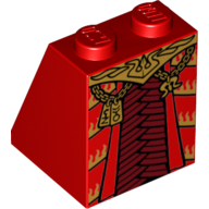 Brique inclinée 65° 2 x 2 x 2 avec robe, armure rouge foncé et ceinture dorée, chaînes et pendentifs imprimés (Brick Sloped 65° 2 x 2 x 2 with Robe, Dark Red Armor and Gold Belt, Chains and Pendants Print)