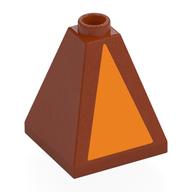 Visuel indicatif Rebrickable de Brique inclinée 75° 2 x 2 x 2 Quadruple convexe avec motif imprimé Triangle orange (Brick Sloped 75° 2 x 2 x 2 Quadruple Convex with Orange Triangle Print)