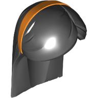 Cheveux longs droite avec franges, et motif imprimé bande orange (Hair Long Straight with Bangs, and Orange Band Print)