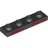 Visuel indicatif Rebrickable de Plaque 1 x 4 avec motif imprimé 'AUDIO' et 'VIDEO' à l'envers (Plate 1 x 4 with Upside-down 'AUDIO' and 'VIDEO' Print)