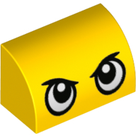 Visuel indicatif Rebrickable de Brique courbée 1 x 2 x 1 Non tenons avec Yeux motif imprimé (Brick Curved 1 x 2 x 1 No Studs with Eyes Print)