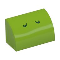Brique courbée 1 x 2 x 1 Non tenons avec motif imprimé lignes vert foncé (Nostres Yoshi) (Brick Curved 1 x 2 x 1 No Studs with Dark Green Lines (Yoshi Nostrils) Print)
