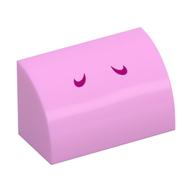 Brique courbée 1 x 2 x 1 sans tenons avec des lignes rose foncé (yoshi narines) motif imprimé (Brick Curved 1 x 2 x 1 No Studs with Dark Pink Lines (Yoshi Nostrils) Print)