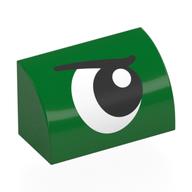 Visuel indicatif Rebrickable de Brique courbée 1 x 2 x 1 Non tenons avec œil droit, motif imprimé en colère (Brick Curved 1 x 2 x 1 No Studs with Eye, Looking Right, Angry Print)