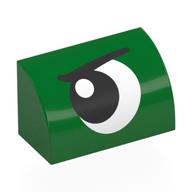 Visuel indicatif Rebrickable de Brique courbée 1 x 2 x 1 Non tenons avec l'œil, regardant à gauche, motif imprimé en colère (Brick Curved 1 x 2 x 1 No Studs with Eye, Looking Left, Angry Print)