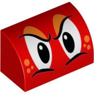 Visuel indicatif Rebrickable de Brique courbée 1 x 2 x 1 sans tenons avec des yeux en colère, des taches orange motif imprimé (Brick Curved 1 x 2 x 1 No Studs with Angry Eyes, Orange Spots Print)