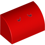 Brique courbée 1 x 2 x 1 Non tenons avec des lignes rouges foncés (Nostres Yoshi) motif imprimé (Brick Curved 1 x 2 x 1 No Studs with Dark Red Lines (Yoshi Nostrils) Print)