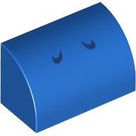 Brique courbée 1 x 2 x 1 Non tenons avec motif imprimé lignes bleu foncé (Nostres Yoshi) (Brick Curved 1 x 2 x 1 No Studs with Dark Blue Lines (Yoshi Nostrils) Print)