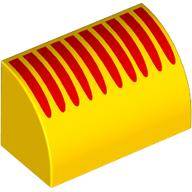Visuel indicatif Rebrickable de Brique courbée 1 x 2 x 1 Non tenons avec motif imprimé lignes rouges (Brick Curved 1 x 2 x 1 No Studs with Red Lines Print)