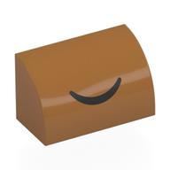 Visuel indicatif Rebrickable de Brique courbée 1 x 2 x 1 sans tenons avec motif imprimé sourire noir (Brick Curved 1 x 2 x 1 No Studs with Black Smile Print)
