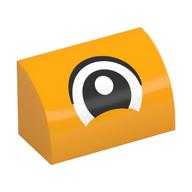 Visuel indicatif Rebrickable de Brique courbée 1 x 2 x 1 sans tenons avec œil, à la recherche centre motif imprimé (Brick Curved 1 x 2 x 1 No Studs with Eye, Looking Center Print)