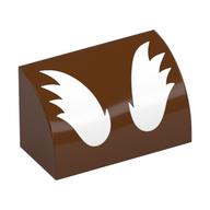 Visuel indicatif Rebrickable de Brique courbée 1 x 2 x 1 Non tenons avec motif imprimé Ailes / Sourcils blancs (Brick Curved 1 x 2 x 1 No Studs with White Wings / Eyebrows Print)