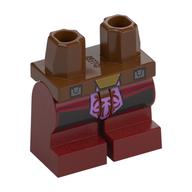 Visuel indicatif Rebrickable de Jambes moyennes avec boucle de ceinture en or, décorations lavande, motif imprimé tissu noir (Hips and Dark Red Medium Legs with Gold Belt Buckle, Lavender Decorations, Black Cloth Print)