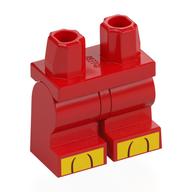 Visuel indicatif Rebrickable de Bassin et jambes moyennes rouges avec motif imprimé aux orteils jaunes (Hips and Red Medium Legs with Yellow Toes Print)
