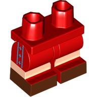 Visuel indicatif Rebrickable de Bassin et rouge Jambes moyennes avec décorations bleu sable, jambes de nougat clair, brun rougeâtre Chaussures motif imprimé (Hips and Red Medium Legs with Sand Blue Decorations, Light Nougat Legs, Reddish Brown Shoes Print)