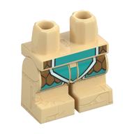 Visuel indicatif Rebrickable de Jambes moyennes avec robe turquoise foncée, garniture blanche, motif imprimé écailles d'or (Hips and Tan Medium Legs with Dark Turquoise Robe, White Trim, Gold Scales Print)